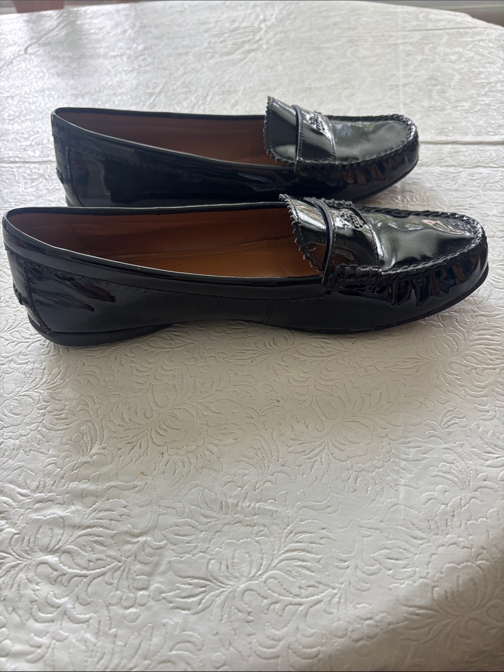 COACH Odette Black Patent Leather Classic Penny Loafers, Size 10